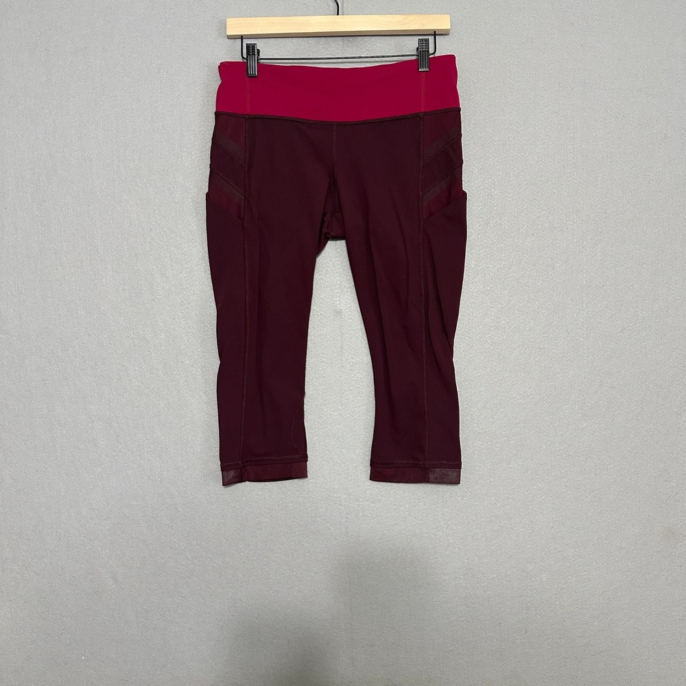Lululemon Speed Up Crop Leggings Size 8 Burgundy Pink Mesh Running‎ Tight